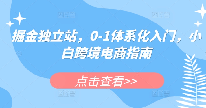 掘金独立站，0-1体系化入门，小白跨境电商指南 - 白戈学堂-<a href=