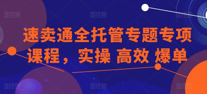 速卖通全托管专题专项课程，实操 高效 爆单 - 白戈学堂-<a href=