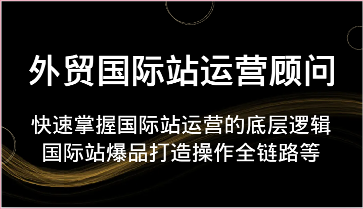 外贸国际站运营顾问-快速掌握国际站运营的底层逻辑，国际站爆品打造操作全链路等 - 白戈学堂-<a href=