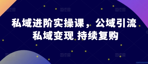 私域进阶实操课，公域引流 私域变现 持续复购 - 白戈学堂-白戈学堂