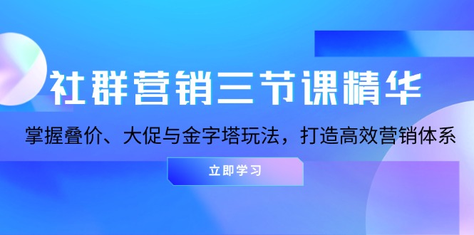 （13431期）社群营销三节课精华：掌握叠价、大促与金字塔玩法，打造高效营销体系 - 白戈学堂-白戈学堂