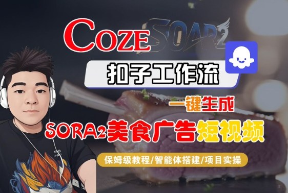 Coze扣子智能体一键生成“SORA2美食广告”短视频，全流程保姆级教学